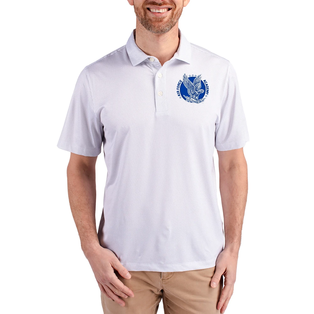 Men's Cutter & Buck White Air Force Falcons Pike Eco Symmetry Print Stretch Polo