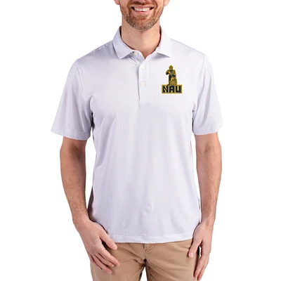 Men's Cutter & Buck White Northern Arizona Lumberjacks Pike Eco Symmetry Print Stretch Polo