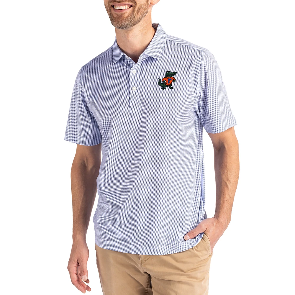 Men's Cutter & Buck White/Royal Florida Gators Pike Eco Symmetry Print Stretch Polo