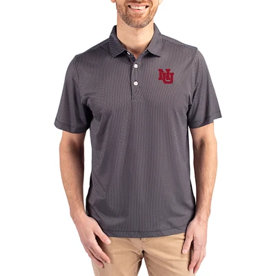 Men's Cutter & Buck Black Nebraska Huskers Pike Eco Symmetry Print Stretch Polo