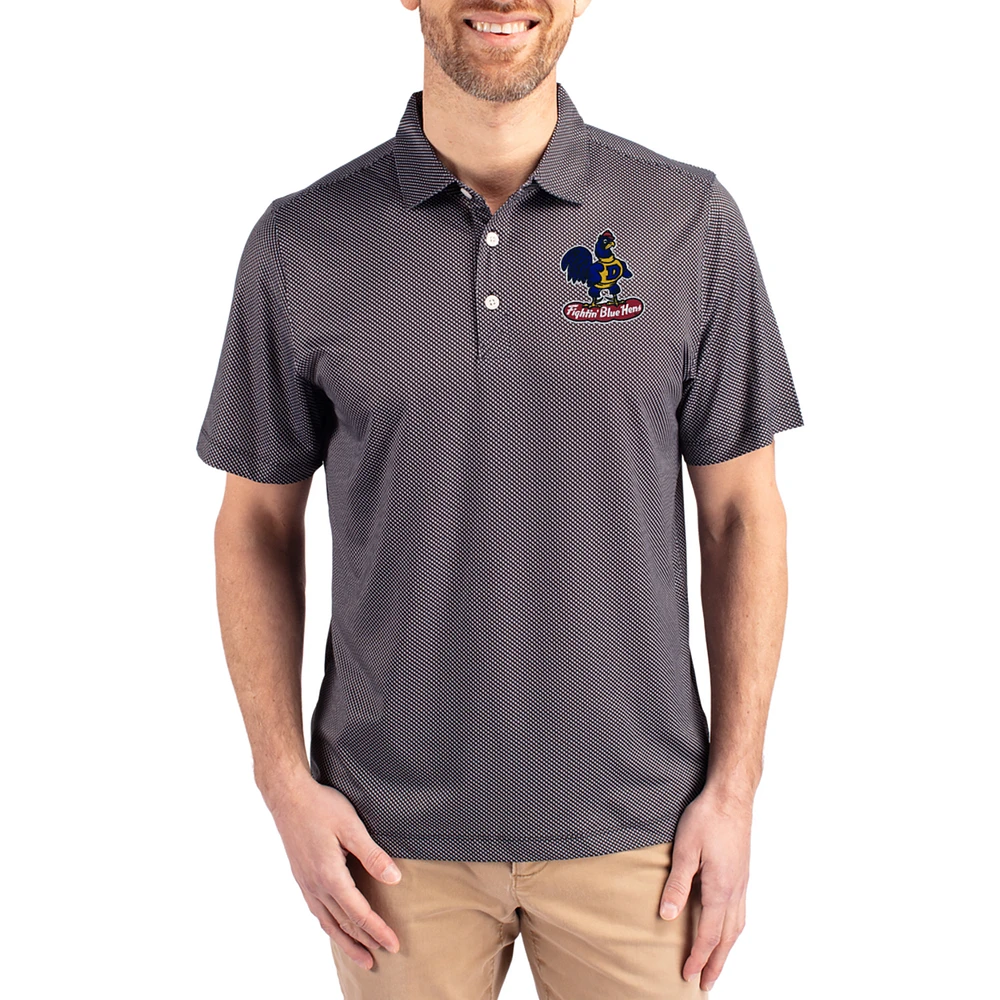 Men's Cutter & Buck Delaware Fightin' Blue Hens Pike Eco Symmetry Print Stretch Polo
