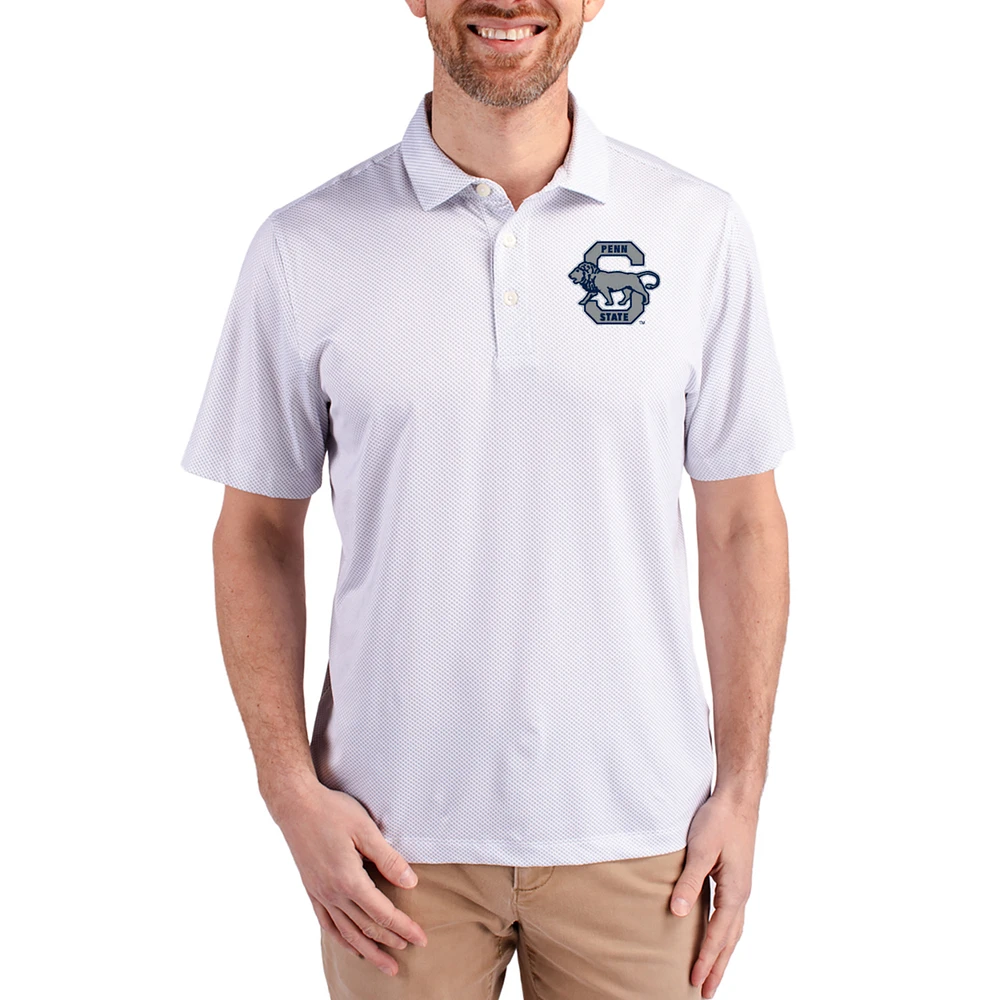 Men's Cutter & Buck White Penn State Nittany Lions Pike Eco Symmetry Print Stretch Polo