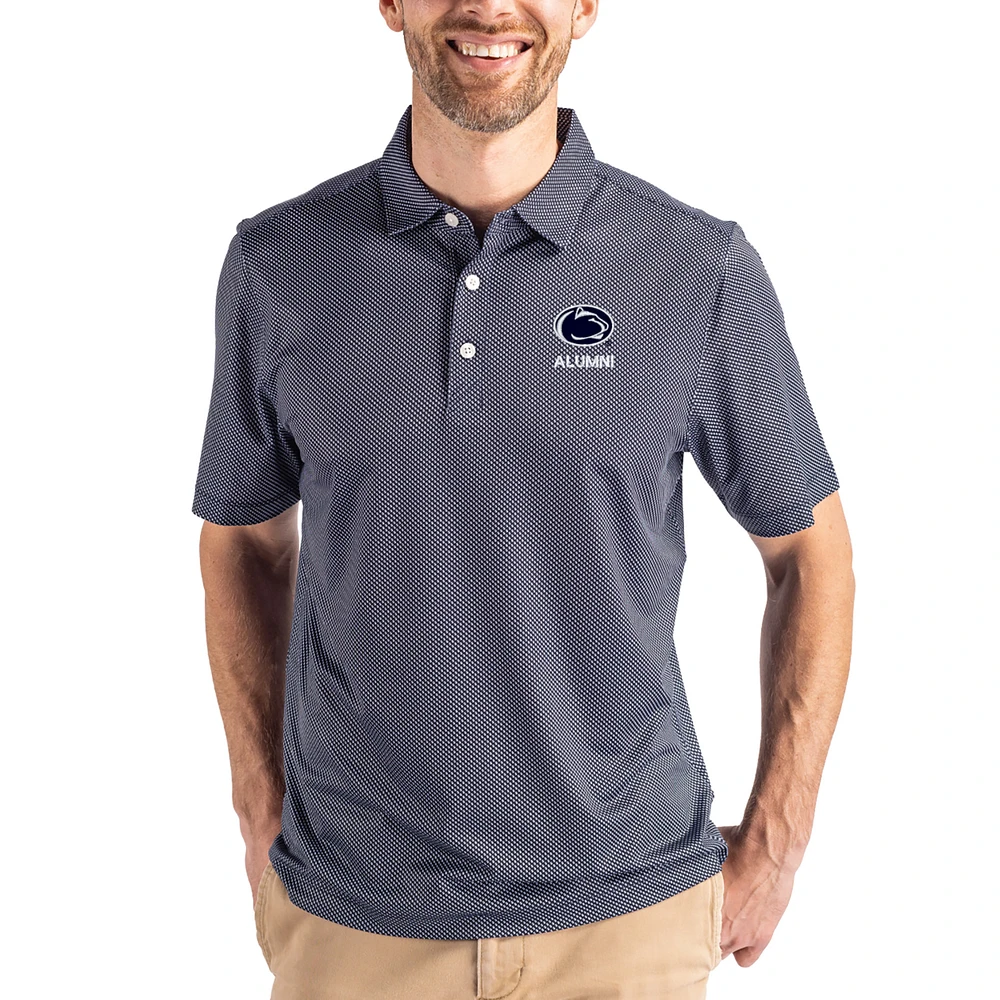 Men's Cutter & Buck Navy Penn State Nittany Lions Alumni Pike Eco Symmetry Print Stretch Recycled Polo
