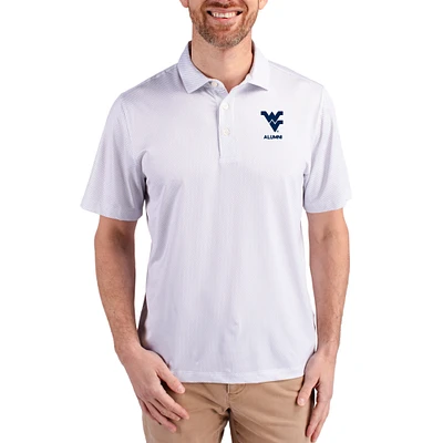 Men's Cutter & Buck White West Virginia Mountaineers Alumni Pike Eco Symmetry Print Stretch Recycled Polo