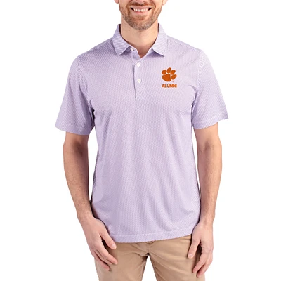 Men's Cutter & Buck White/ Clemson Tigers Alumni Pike Eco Symmetry Print Stretch Recycled Polo