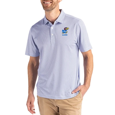Men's Cutter & Buck White/Royal Kansas Jayhawks Alumni Pike Eco Symmetry Print Stretch Recycled Polo