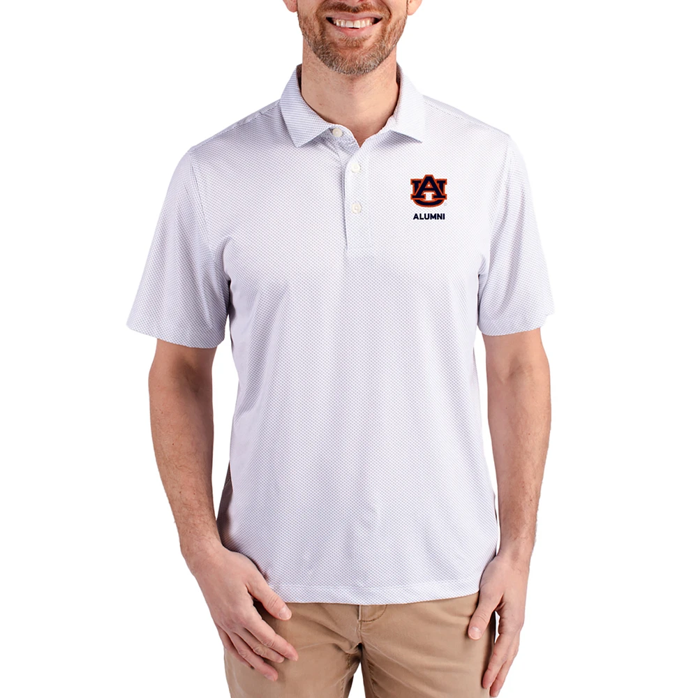 Men's Cutter & Buck White Auburn Tigers Alumni Pike Eco Symmetry Print Stretch Recycled Polo