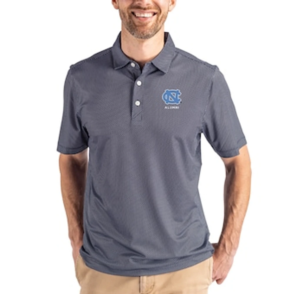 Men's Cutter & Buck Navy North Carolina Tar Heels Alumni Pike Eco Symmetry Print Stretch Recycled Polo