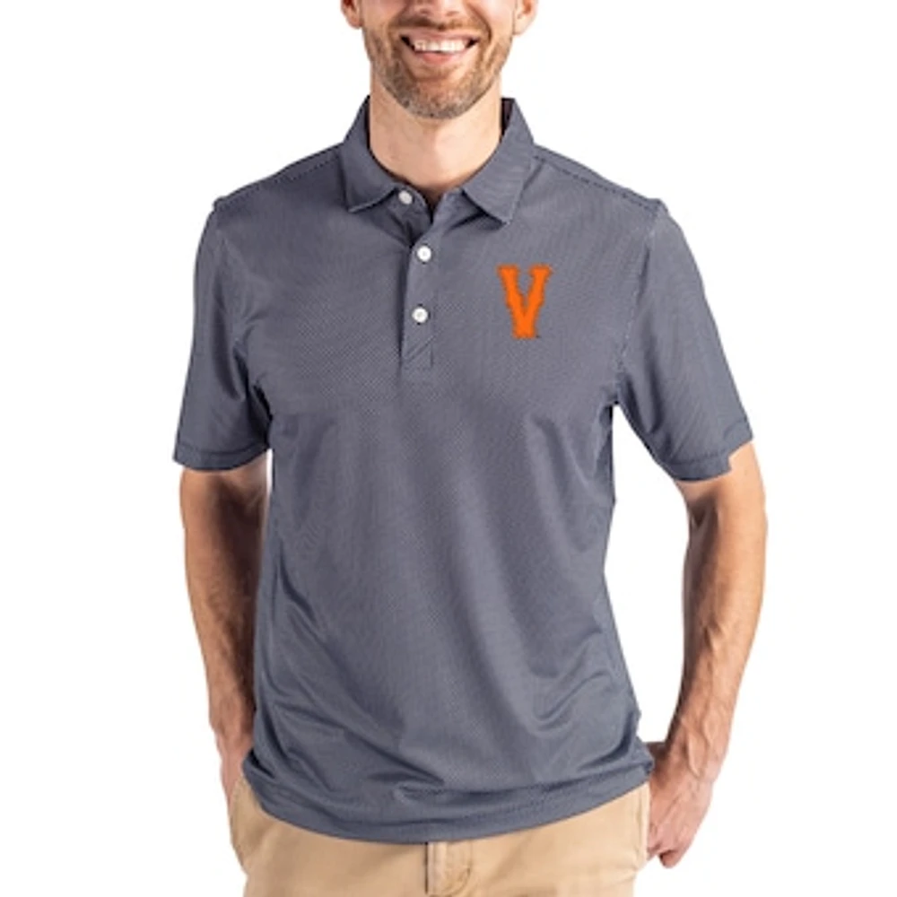 Men's Cutter & Buck Navy Virginia Cavaliers Vault Pike Eco Symmetry Print Stretch Recycled Polo