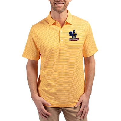 Men's Cutter & Buck Gold Delaware Fightin' Blue Hens Forge Eco Double Stripe Stretch Recycled Polo