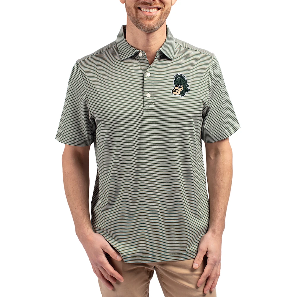Men's Cutter & Buck Michigan State Spartans Forge Eco Double Stripe Stretch Recycled Polo