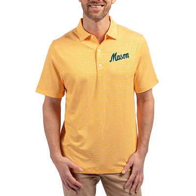 Men's Cutter & Buck Gold George Mason Patriots Forge Eco Double Stripe Stretch Recycled Polo