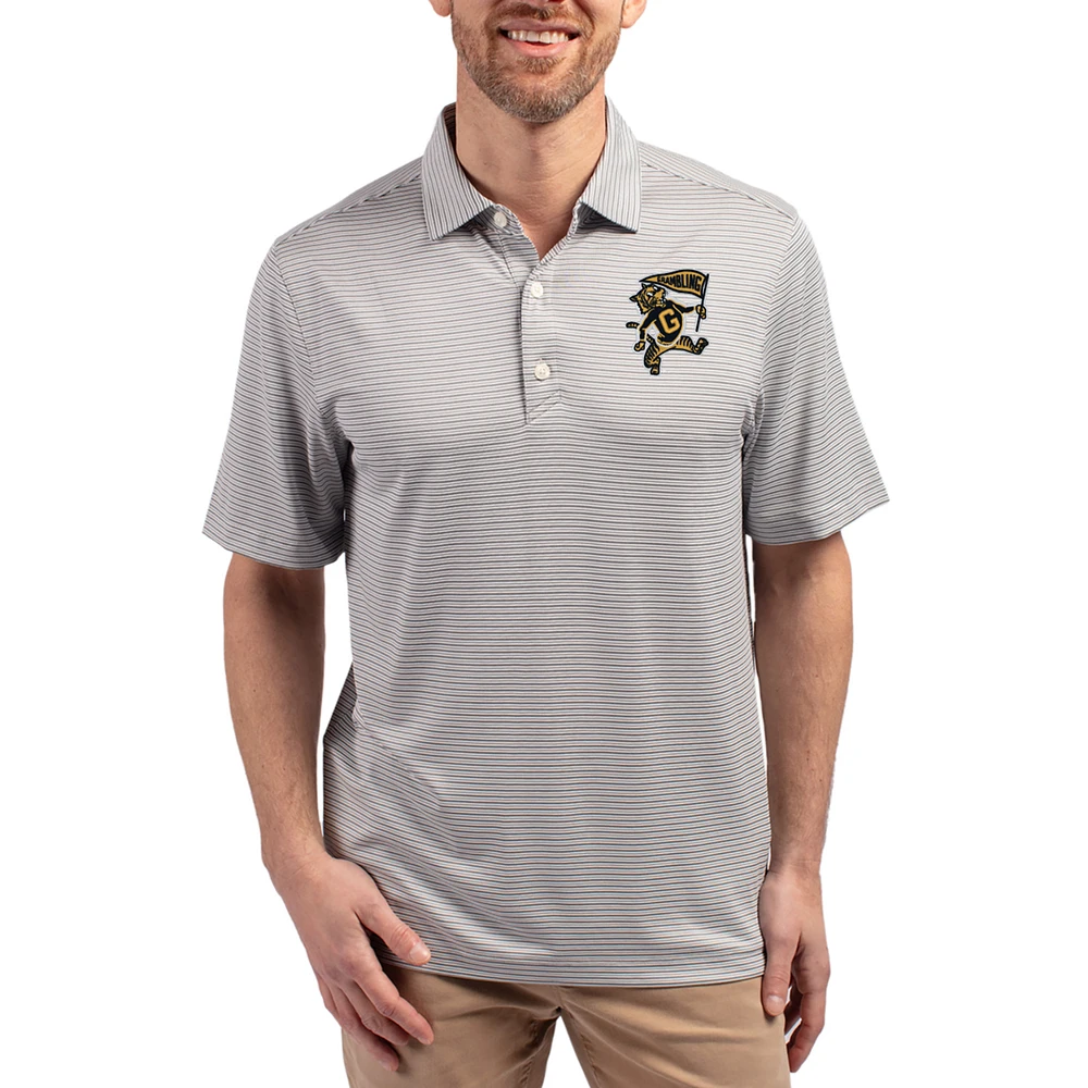 Men's Cutter & Buck Gray Grambling Tigers Forge Eco Double Stripe Stretch Recycled Polo