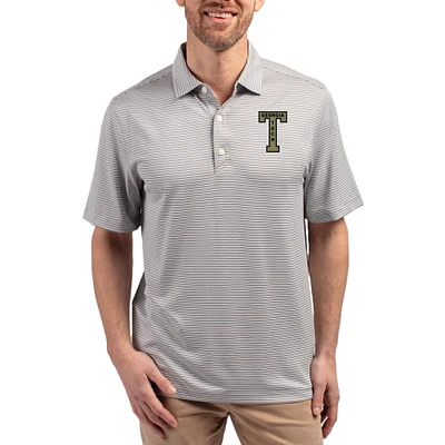 Men's Cutter & Buck Gray Georgia Tech Yellow Jackets Forge Eco Double Stripe Stretch Recycled Polo