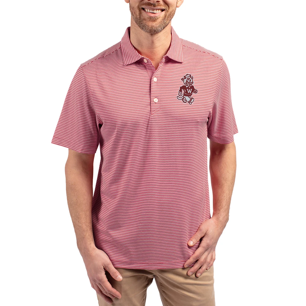 Men's Cutter & Buck Crimson Washington State Cougars Forge Eco Double Stripe Stretch Recycled Polo
