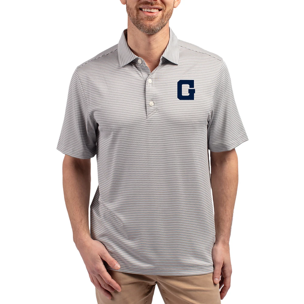 Men's Cutter & Buck Gray Georgetown Hoyas Forge Eco Double Stripe Stretch Recycled Polo