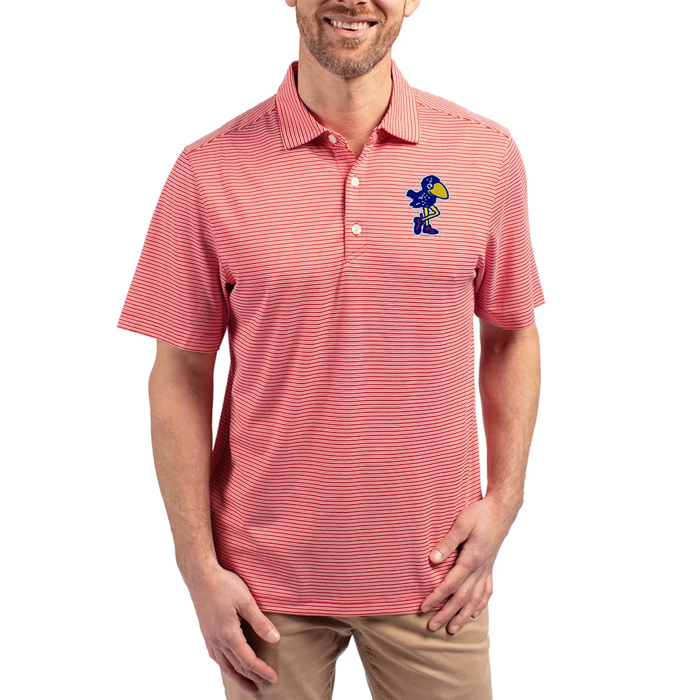 Men's Cutter & Buck Kansas Jayhawks Forge Eco Double Stripe Stretch Recycled Polo