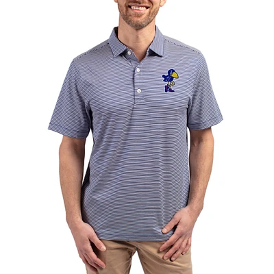 Men's Cutter & Buck Royal Kansas Jayhawks Forge Eco Double Stripe Stretch Recycled Polo