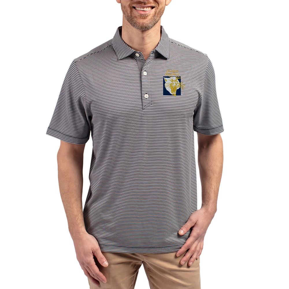 Men's Cutter & Buck Navy FIU Panthers Forge Eco Double Stripe Stretch Recycled Polo