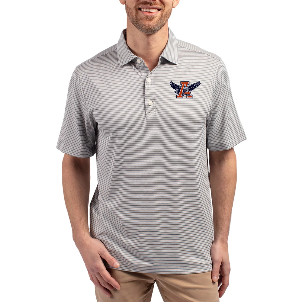 Men's Cutter & Buck Gray Auburn Tigers Forge Eco Double Stripe Stretch Recycled Polo