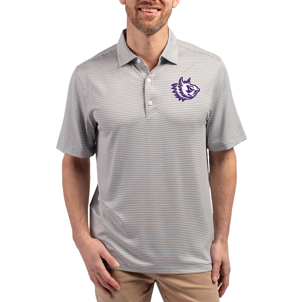 Men's Cutter & Buck TCU Horned Frogs Forge Eco Double Stripe Stretch Recycled Polo