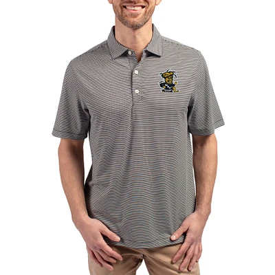 Men's Cutter & Buck Black Wichita State Shockers Forge Eco Double Stripe Stretch Recycled Polo