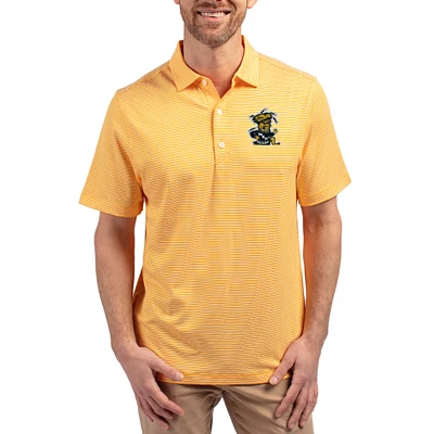 Men's Cutter & Buck Gold Wichita State Shockers Forge Eco Double Stripe Stretch Recycled Polo