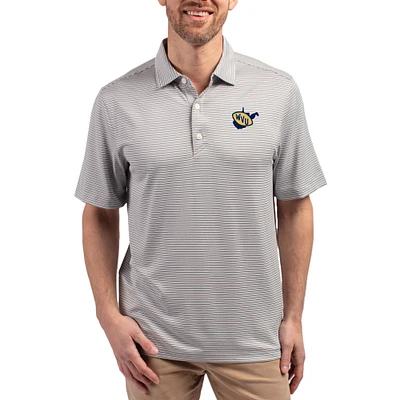 Men's Cutter & Buck Gray West Virginia Mountaineers Forge Eco Double Stripe Stretch Recycled Polo