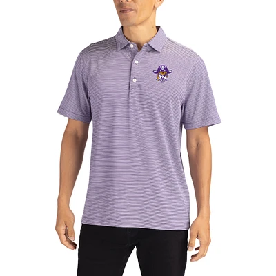 Men's Cutter & Buck Purple ECU Pirates Forge Eco Double Stripe Stretch Recycled Polo