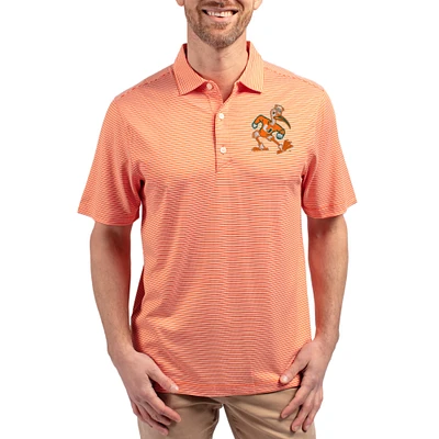 Men's Cutter & Buck Orange Miami Hurricanes Forge Eco Double Stripe Stretch Recycled Polo