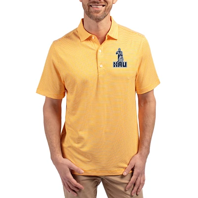 Men's Cutter & Buck Gold Northern Arizona Lumberjacks Forge Eco Double Stripe Stretch Recycled Polo