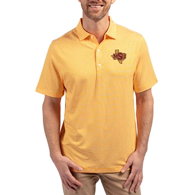 Men's Cutter & Buck Gold Midwestern State Mustangs Forge Eco Double Stripe Stretch Recycled Polo