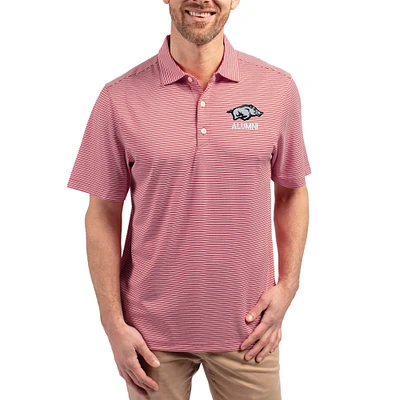 Men's Cutter & Buck Cardinal Arkansas Razorbacks Forge Alumni Eco Double Stripe Stretch Recycled Polo
