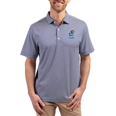 Men's Cutter & Buck Royal Kansas Jayhawks Forge Alumni Eco Double Stripe Stretch Recycled Polo
