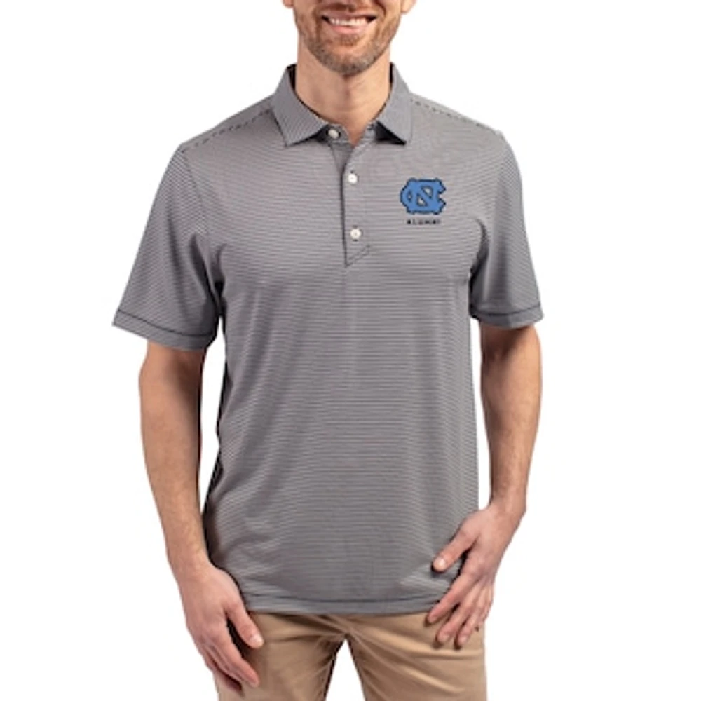 Men's Cutter & Buck Navy North Carolina Tar Heels Forge Eco Double Stripe Stretch Recycled Polo
