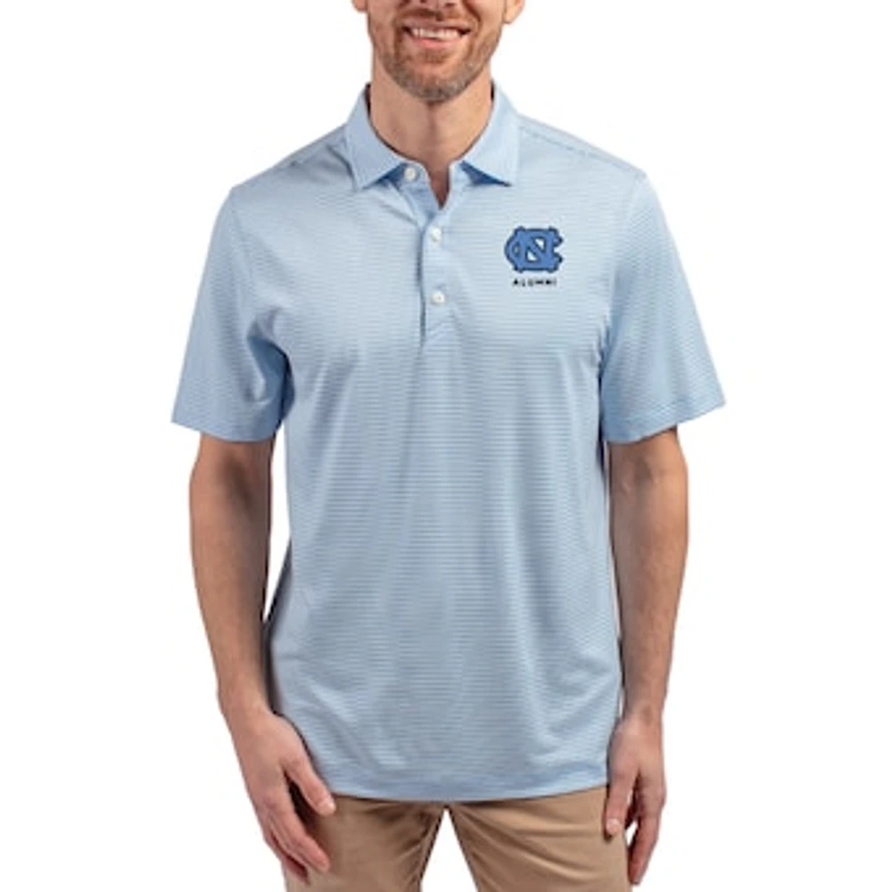 Men's Cutter & Buck Carolina Blue North Tar Heels Forge Alumni Eco Double Stripe Stretch Recycled Polo