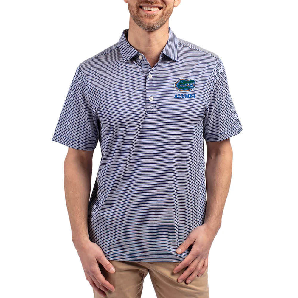 Men's Cutter & Buck Royal Florida Gators Forge Alumni Eco Double Stripe Stretch Recycled Polo