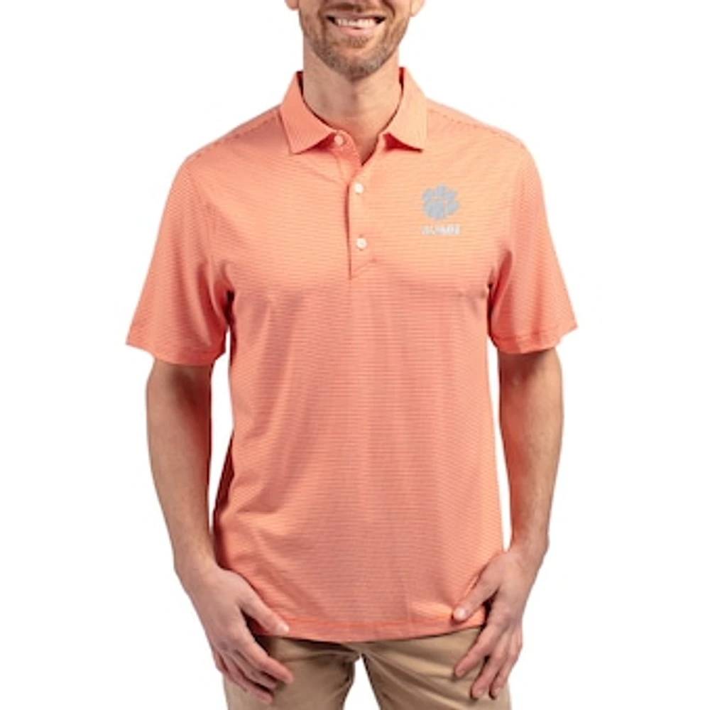 Men's Cutter & Buck Clemson Tigers Forge Eco Double Stripe Stretch Recycled Polo
