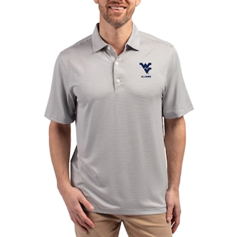 Men's Cutter & Buck Gray West Virginia Mountaineers Forge Eco Double Stripe Stretch Recycled Polo