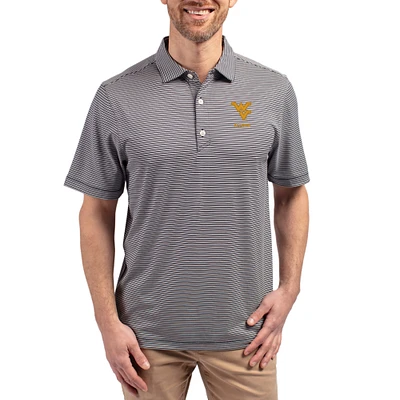 Men's Cutter & Buck Navy West Virginia Mountaineers Forge Eco Double Stripe Stretch Recycled Polo