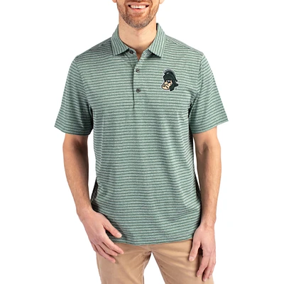 Men's Cutter & Buck Heather Michigan State Spartans Forge Eco Stripe Stretch Recycled Polo