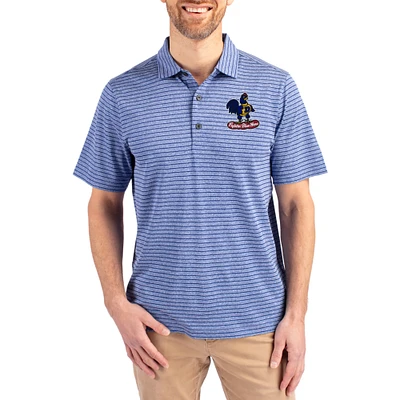Men's Cutter & Buck Heather Royal Delaware Fightin' Blue Hens Forge Eco Stripe Stretch Recycled Polo