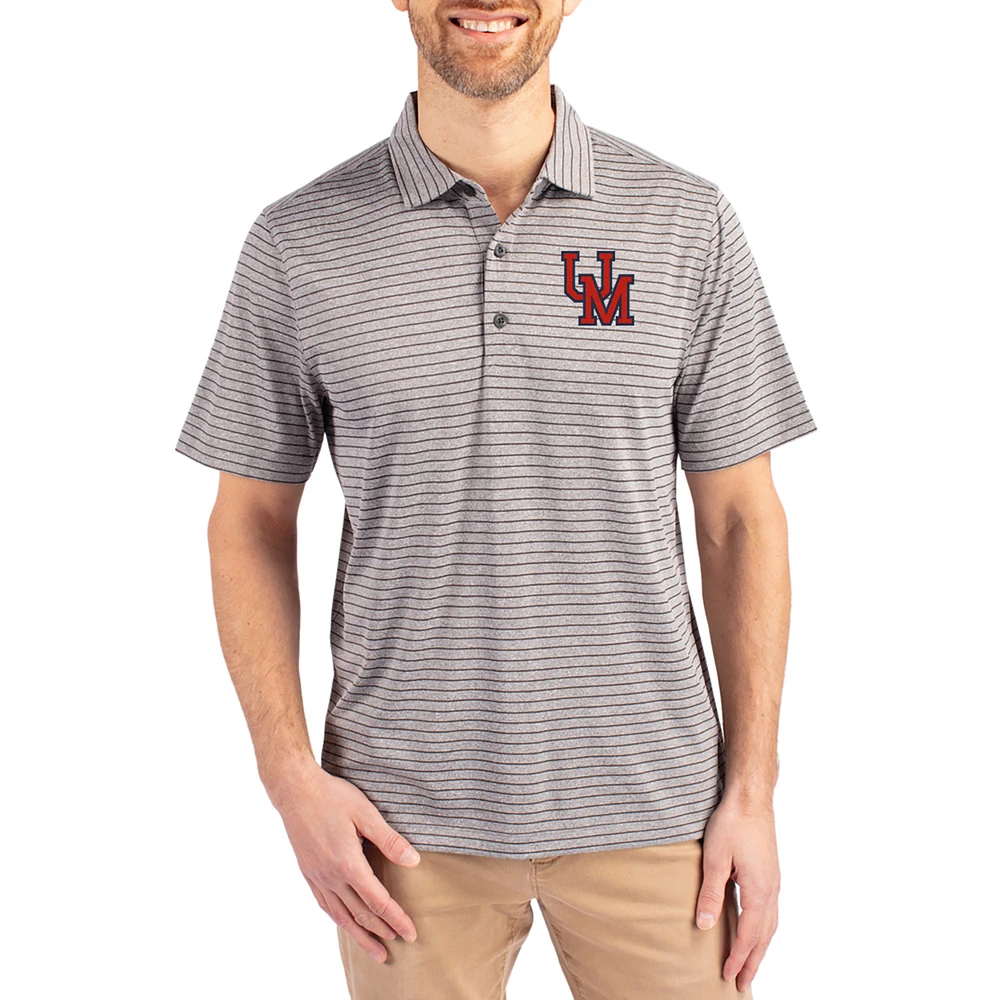 Men's Cutter & Buck Heather Gray Ole Miss Rebels Forge Eco Stripe Stretch Recycled Polo