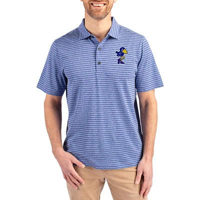 Men's Cutter & Buck Heather Royal Kansas Jayhawks Forge Eco Stripe Stretch Recycled Polo