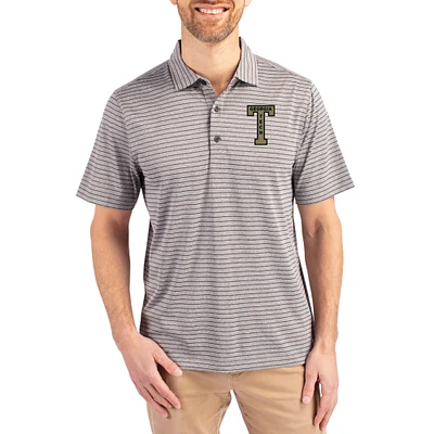 Men's Cutter & Buck Heather Gray Georgia Tech Yellow Jackets Forge Eco Stripe Stretch Recycled Polo