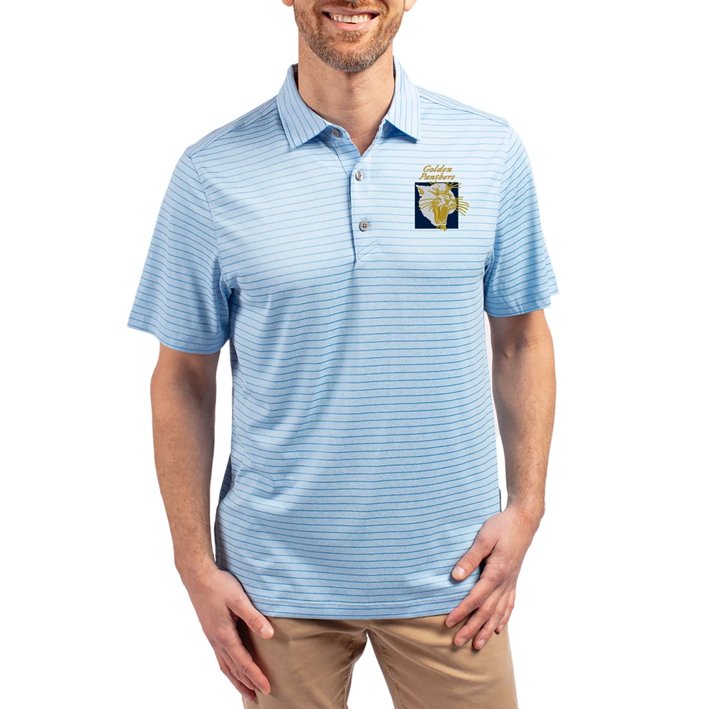 Men's Cutter & Buck Heather FIU Panthers Forge Eco Stripe Stretch Recycled Polo