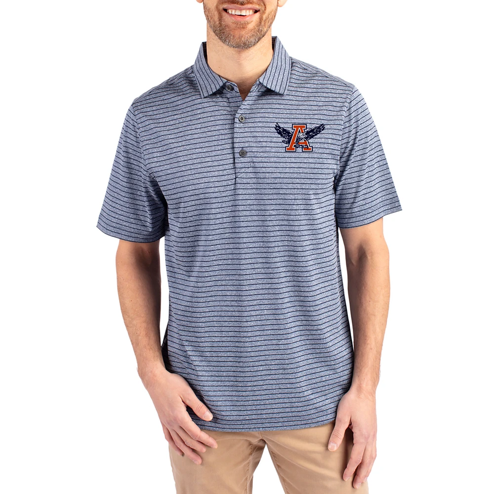 Men's Cutter & Buck Heather Navy Auburn Tigers Forge Eco Stripe Stretch Recycled Polo