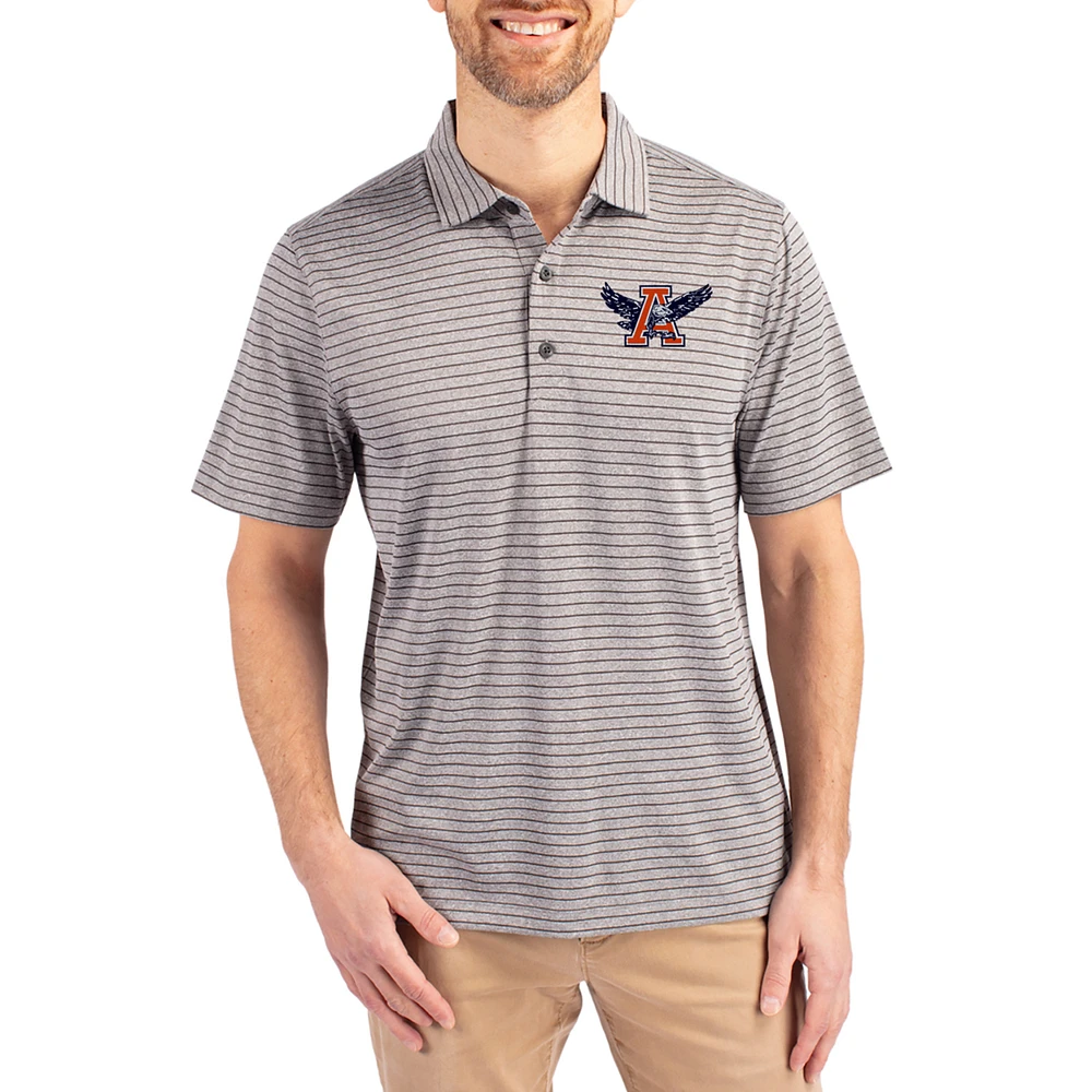 Men's Cutter & Buck Heather Gray Auburn Tigers Forge Eco Stripe Stretch Recycled Polo