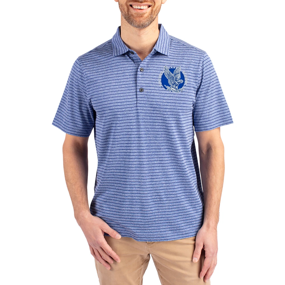 Men's Cutter & Buck Heather Royal Air Force Falcons Forge Eco Stripe Stretch Recycled Polo