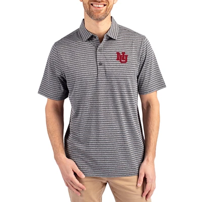 Men's Cutter & Buck Heather Nebraska Huskers Forge Eco Stripe Stretch Recycled Polo